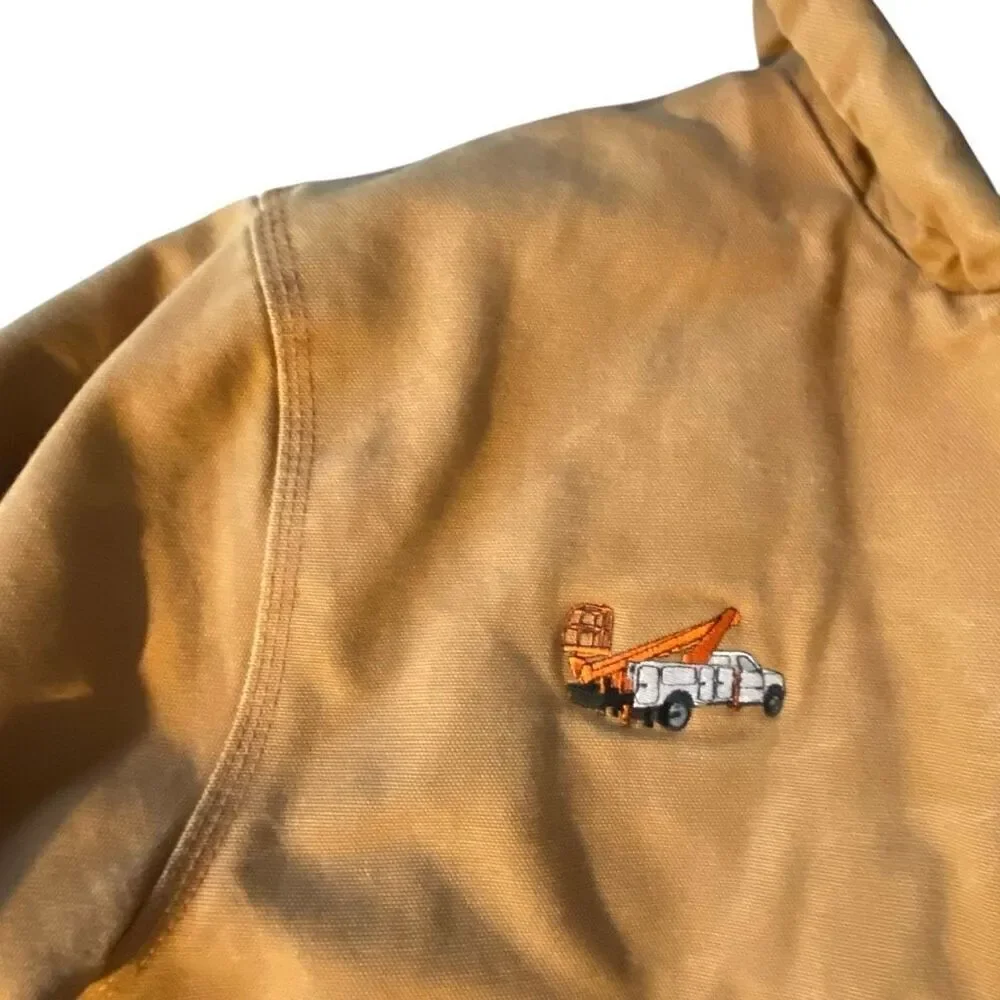 Carhartt Canvas Jacket Coat Youth XL 18-20 Tan Duck Canvas Quilted Hood work far